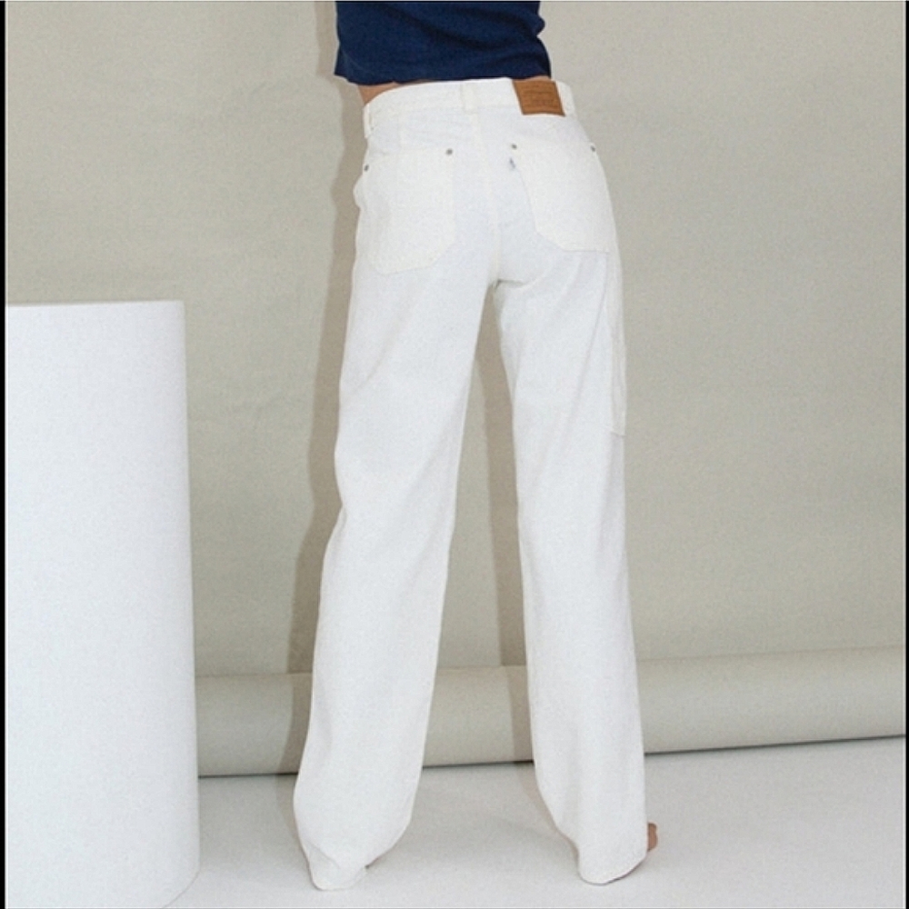 Levi's Cargo Dad * Utility Straight Denim Jeans Ecru - Picture 4 of 16